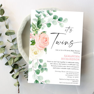 Convite Garotas gêmeas dirigem de chá de fraldas verde-r