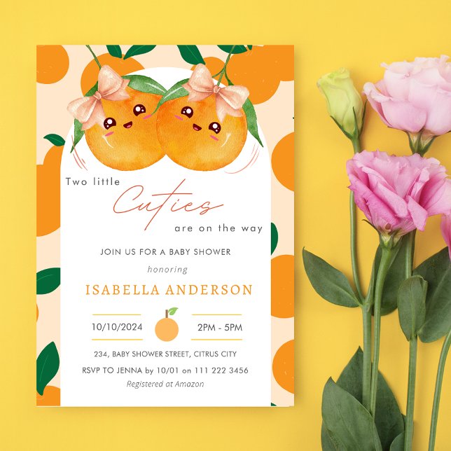 Convite Garotas Gêmeas Pequenas Cuecas no Caminho Chá de f (Twin Girls Little Cuties On The Way Baby Shower Invitation)