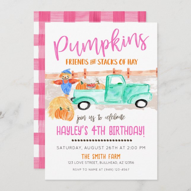 Convite Garotas Querem Pumpkin Patch (Frente/Verso)