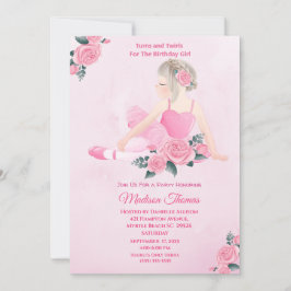 Convite Garotas Rosa Ballerina Sparkle Festa de aniversári