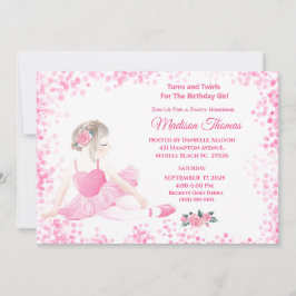 Convite Garotas Rosa Ballerina Sparkle Festa de aniversári
