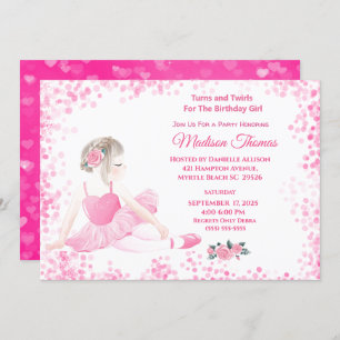 Convite Garotas Rosa Ballerina Sparkle Festa de aniversári