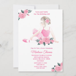 Convite Garotas Rosa Ballerina Sparkle Festa de aniversári