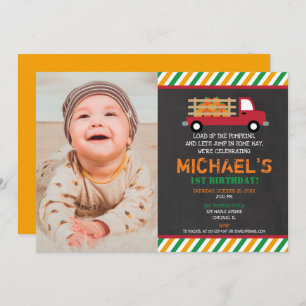 Convite Garoto 1rua de abóbora no primeiro aniversário do