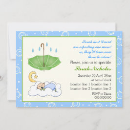 Convite Garoto adormecido bonito borrifava azul e verde