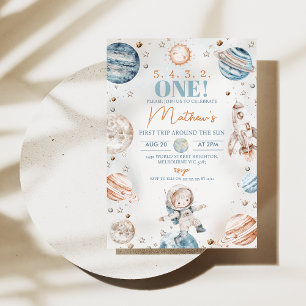 Convite Garoto Astronauta Primeira Viagem Em Torno Do Sol 