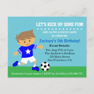 Convite Garoto Bonito de Futebol, Festa de Aniversário Tem
