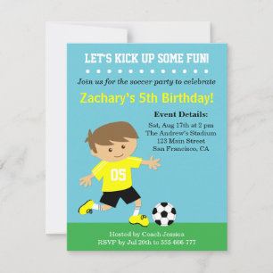 Convite Garoto Bonito de Futebol, Festa de Aniversário Tem