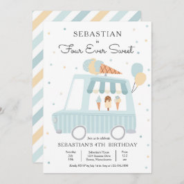 Convite Garoto Caminhão Sorvete Quatro Nunca Mais Doce 4º 