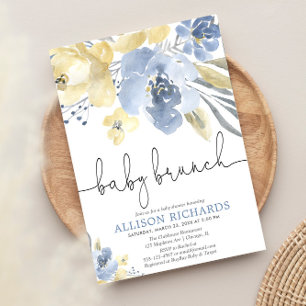 Convite Garoto chá de fraldas azul empoeirado amarelo