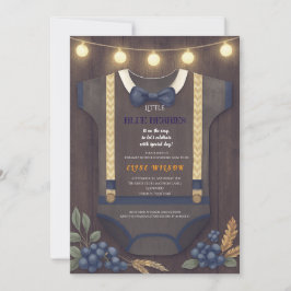 Convite Garoto chá de fraldas de outono, macacão invita