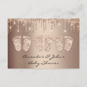 Convite Garoto Chá de fraldas de Rosa de Pés de Triplete