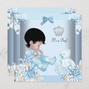 Convite Garoto Chá de fraldas Príncipe da América Africana