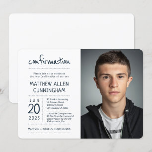 Convite Garoto da Santa Confirmação  Foto Moderna + Simp