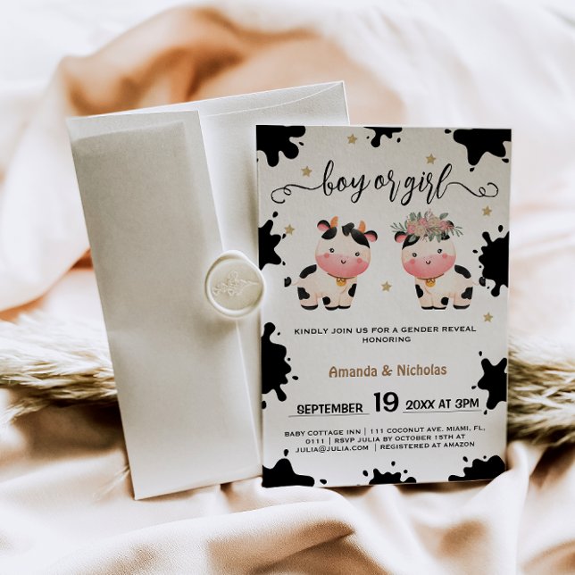 Convite Garoto da serra d'água da vaca revela sexo (Criador carregado)