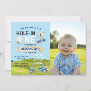 Convite Garoto de Festa de aniversário de Foto Buraco-em-U