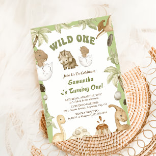 Convite Garoto Dinossauro Selvagem 1 rua Primeiro Aniversá