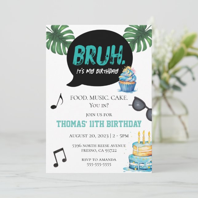 Convite Garoto Engraçado 11º 12º 13º 14º Adolescente Pré-a (Em pé/Frente)