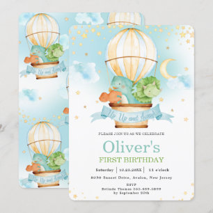 Convite Garoto Festa de aniversário de Dinossauros Cute d