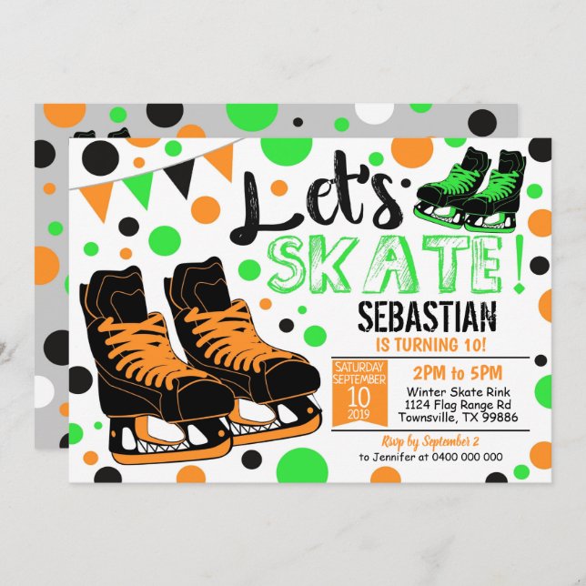 Convite Garoto Festa de Pele de Gelo (Frente/Verso)