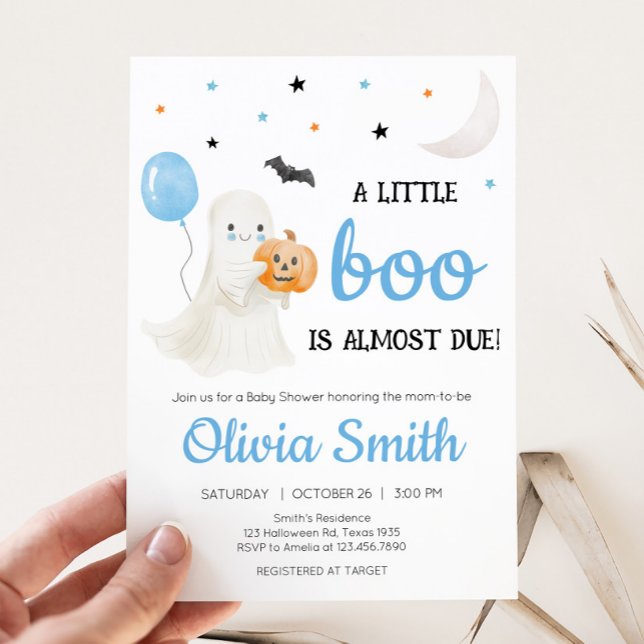 Convite Garoto Halloween Pequeno Boo é quase Chá de fralda (A Little Boo Baby Shower Invitation)