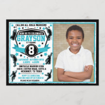 Garoto Ninja Warrior Preto e Azul Turquesa Foto