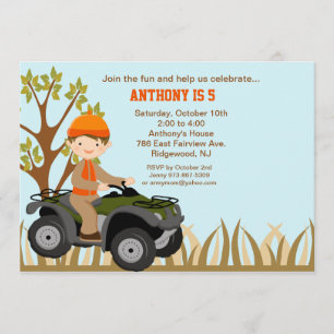 Convite Garoto No Quad No Aniversário Da Floresta
