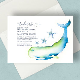 Convite Garoto primeiro aniversario Aquarela