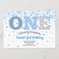 Garoto Primeiro Aniversário Um Confetti Chevron Ci