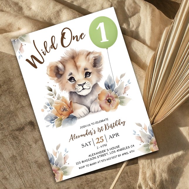 Convite Garoto primeiro aniversario Verde do Balão de Um L (Criador carregado)