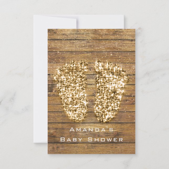 Convite Garoto Rústico de Madeira de Pés-Chá de fraldas Do (Verso)