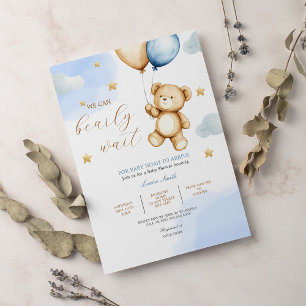 Convite Garoto Teddy Bear Podemos Bater Chá de fraldas De 