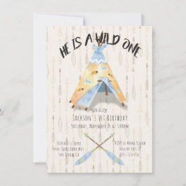 Convite Garoto tribal do primeiro aniversario de Tepee Wat