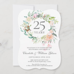 Convite Garra de Rosas e Verduras para Bodas de Prata 25 A