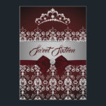 Convite Garrafa Burgundy Brilho de Diamante Tiara Arco<br><div class="desc">Mais Convites Elegantes de Quinceanera na Loja Little Bayleigh!</div>