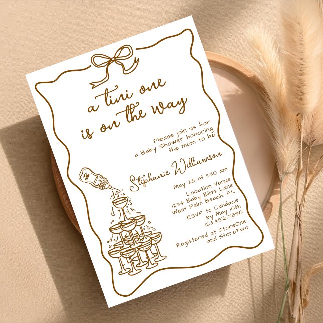 Convite Garrafa de bebê puxada à mão Chá de fraldas de tor (Criador carregado)