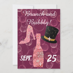 Convite Garrafa de Champanhe Rose Bubbly & Brunch & Glitte