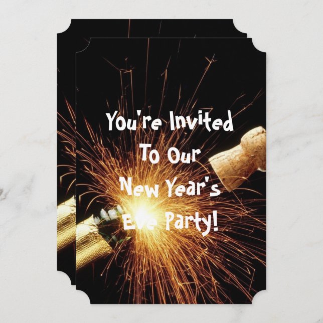 Convite garrafa de champanhe Véspera de Ano Novo (Frente/Verso)