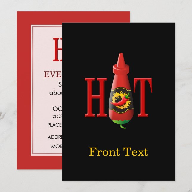 Convite Garrafa de molho quente (Frente/Verso)