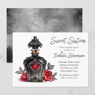 Convite Garrafa de perfumaria vitoriana e Rosas   Doce Dez