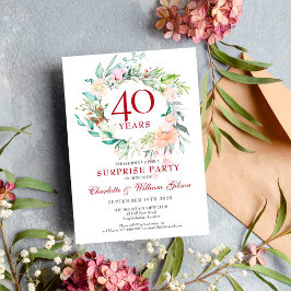 Convite Garrafa de Rosas para Festa Surpresa de 40º Aniver