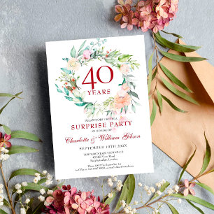 Convite Garrafa de Rosas para Festa Surpresa de 40º Aniver