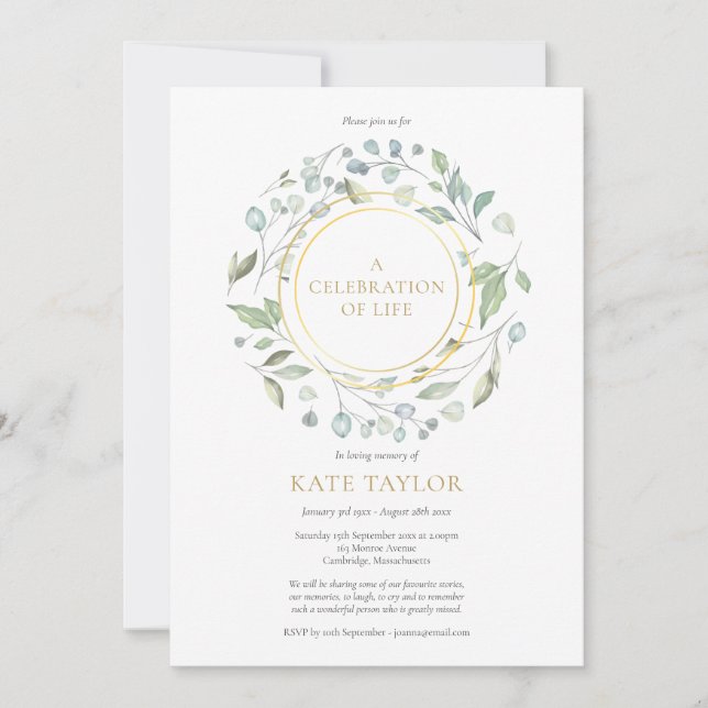 Convite Garrafa de Verdura Elegante Celebração de Vida Dou (Frente)