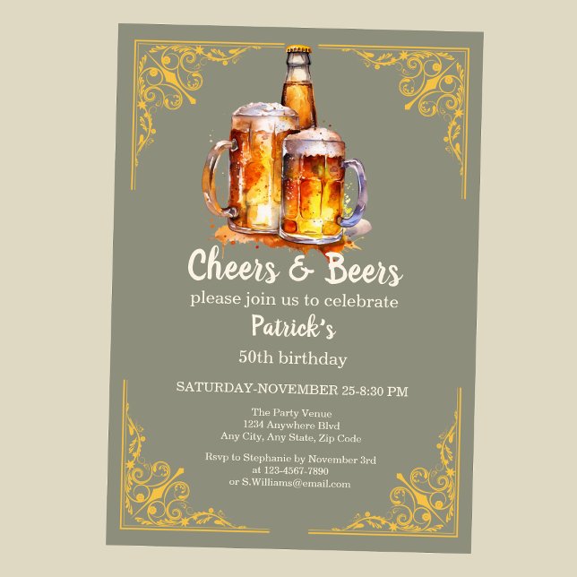 Convite Garrafa de vidro de cervejas 50º aniversário (Criador carregado)