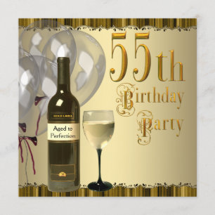 Convite Garrafa de Vinho Cálice Dourado Festa de Aniversár