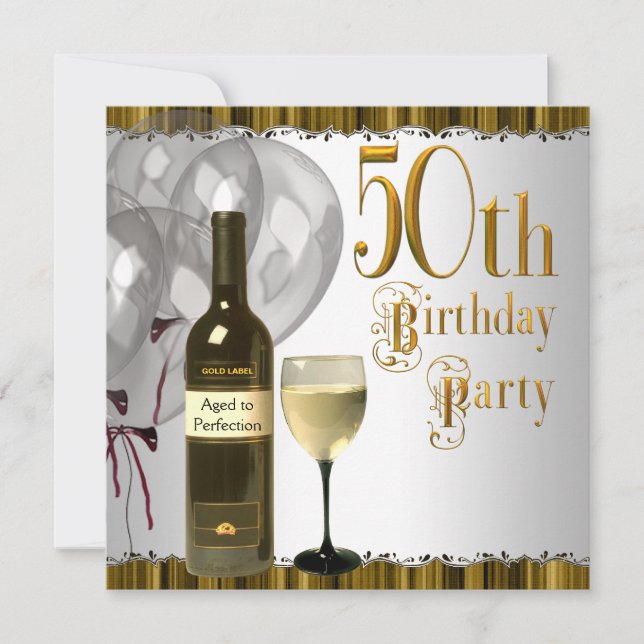 Convite Garrafa de Vinho com Copo Preto e Dourado para Ani (Frente)