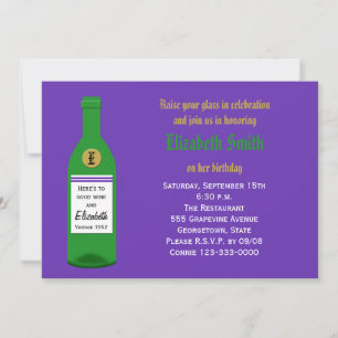 Convite Garrafa de vinho de Festa de aniversário adulta