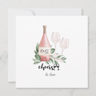 Convite Garrafa de Vinho Rosé Brindes ao Amor Aquarela Cas