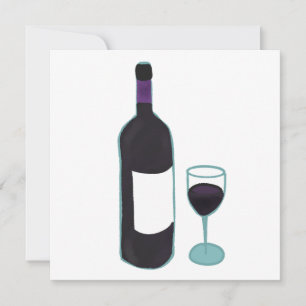 Convite Garrafa de Vinho Tinto e Copo