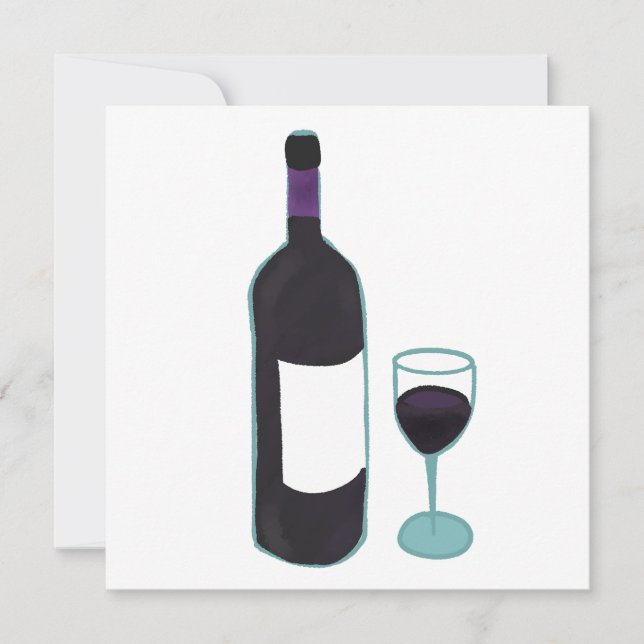 Convite Garrafa de Vinho Tinto e Copo (Frente)